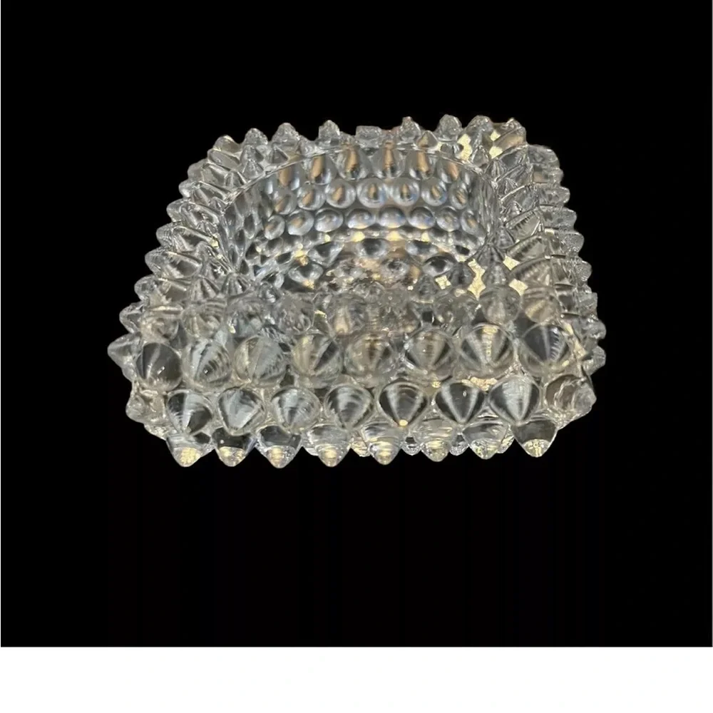 Vintage Fenton  Hobnail Salt Cellar, Votive Holder, pointed hobnail clear glass